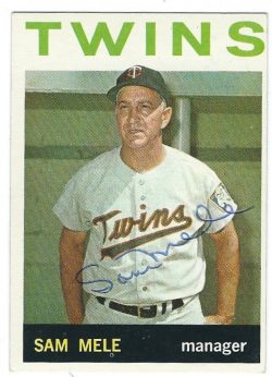 Autographed SAM MELE Minnesota Twins 1964 Topps Card