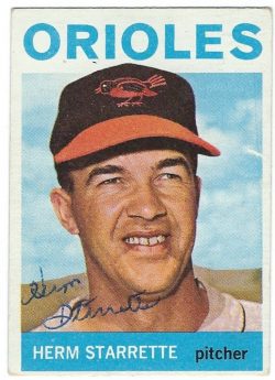 Autographed HERM STARRETTE 1964 Topps Card
