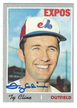 Autographed TY CLINE Montreal Expos 1970 Topps  Card