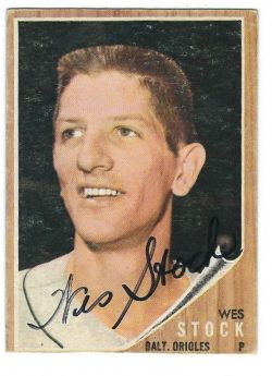 Autographed WES STOCK 1962 Topps Card