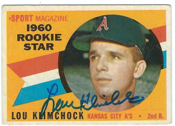 Autographed LOU KLIMCHOCK 1960 Topps Card