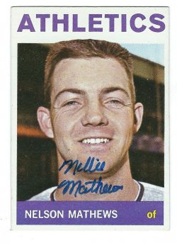 Autographed NELSON MATHEWS 1964 Topps Card