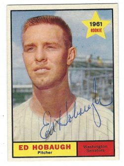Autographed ED HOBAUGH 1961 TOPPS Card