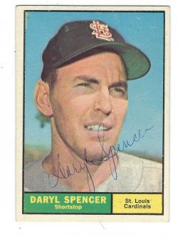 Autographed DARYL SPENCER 1961 TOPPS Card
