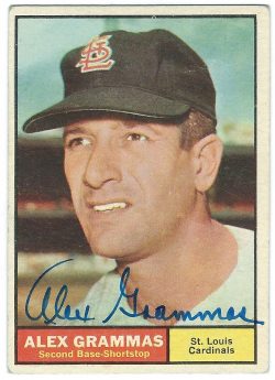 Autographed  ALEX GRAMMAS 1961 TOPPS Card