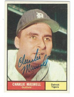 Autographed CHARLIE MAXWELL 1961 TOPPS Card
