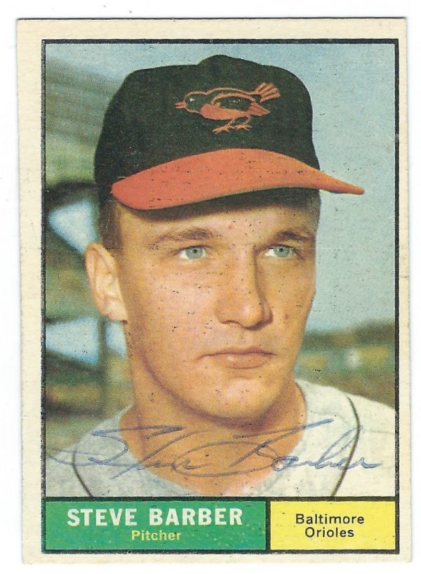 Autographed STEVE BARBER 1961 TOPPS Card