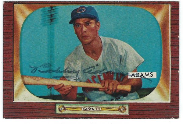 Autographed BOBBY ADAMS 1955 Bowman card