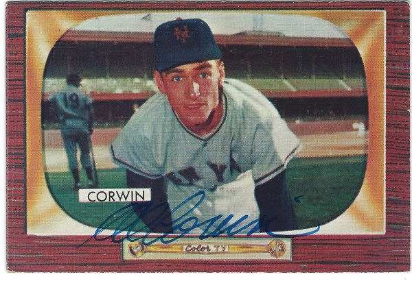 Autographed AL CORWIN 1955 Bowman card