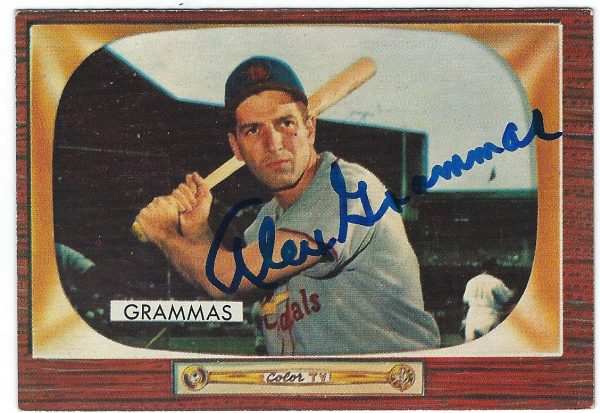 Autographed ALEX GRAMMAS 1955 Bowman card