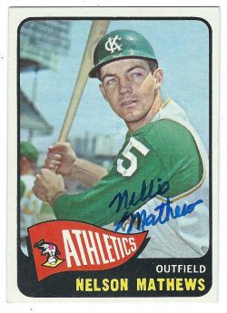 Autographed NELSON MATHEWS 1965 Topps Card