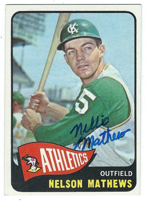 Autographed NELSON MATHEWS 1965 Topps Card