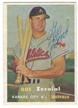 Autographed GUS ZERNIAL 1957 Topps Card