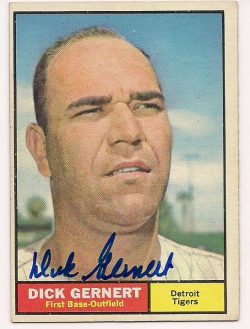 Autographed DICK GERNERT 1961 TOPPS Card