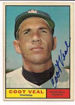 Autographed COOT VEAL 1961 TOPPS Card
