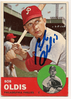 Autographed BOB OLDIS 1963 Topps Card