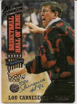 Autographed LOU CARNESECCA 1993 Action Packed card.