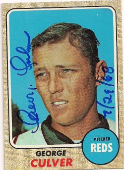 Autographed George Culver 1968 Topps Card