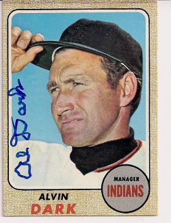 Autographed Alvin Dark Cleveland Indians 1968 Topps Card