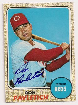 Autographed Don Pavletich Cincinnati Reds 1968 Topps Card