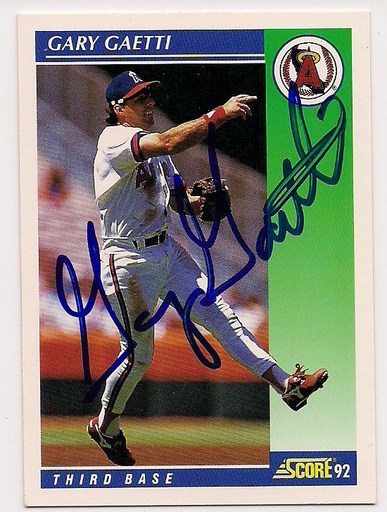 Autographed GARY GAETTI 1992 Score Card - Main Line Autographs