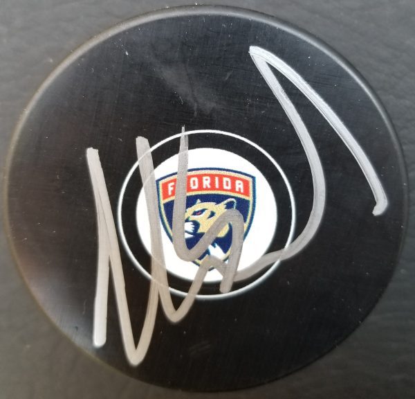 Autographed AARON EKBLAD Florida Panthers Hockey Puck