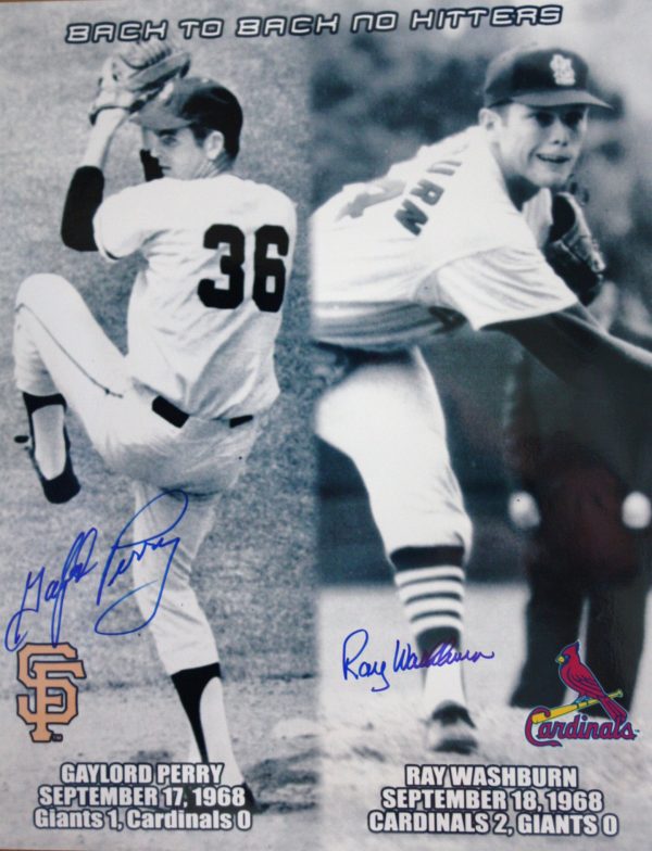 AUTOGRAPHED 16 x 20 GAYLORD PERRY & RAY WASHBURN Photo
