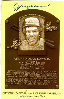 Autographed Andre Dawson Hall of Fame Gold Plaque