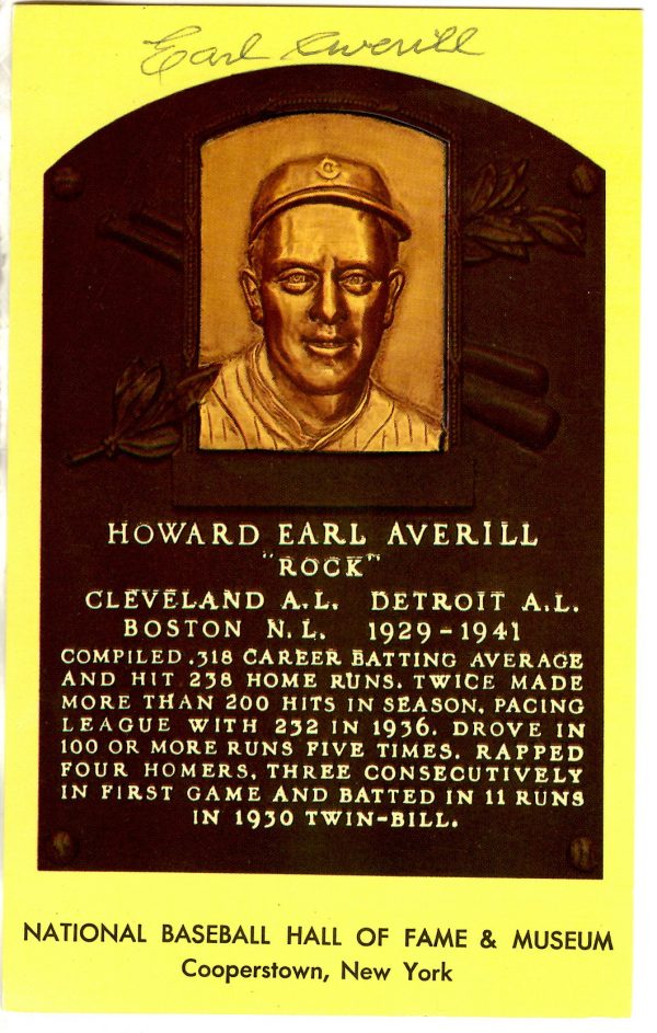 Earl Averill Hall of Fame Gold Plaque
