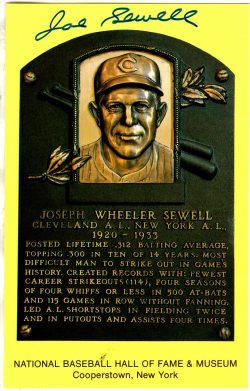 Autographed Joe Sewell Hall of Fame Gold Plaque