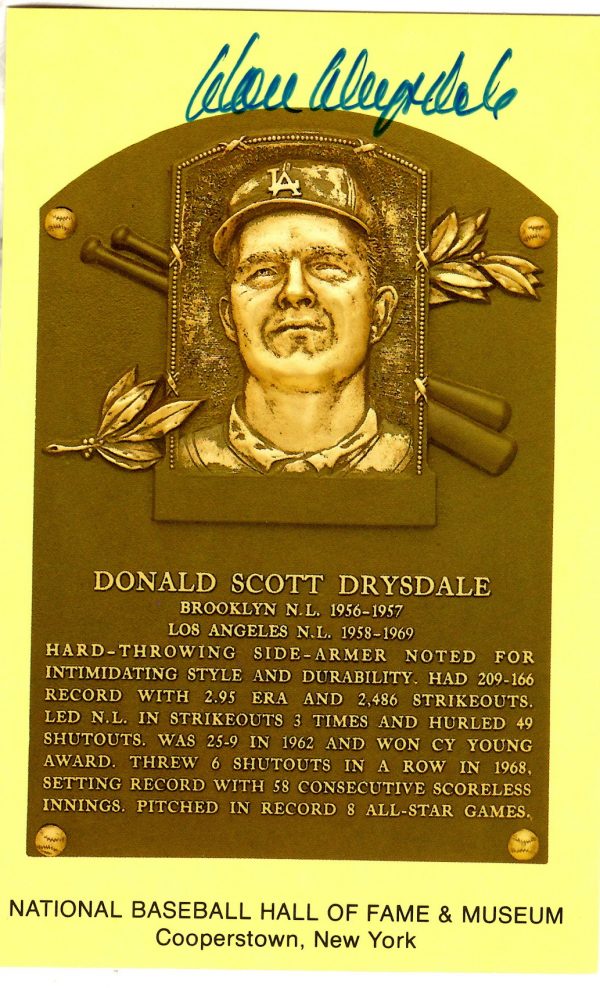 Don Drysdale  Hall of Fame Gold Plaque