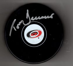 Autographed TOM BARRASSO Carolina Hurricanes Hockey Puck