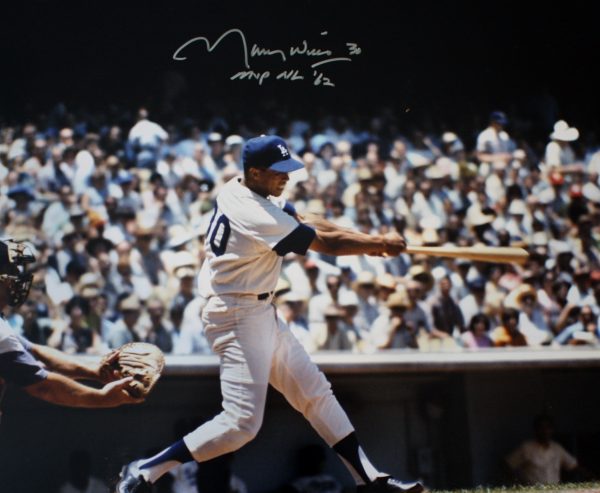 Autographed Maury Wills Los Angeles Dodgers 16x20 Photo with COA