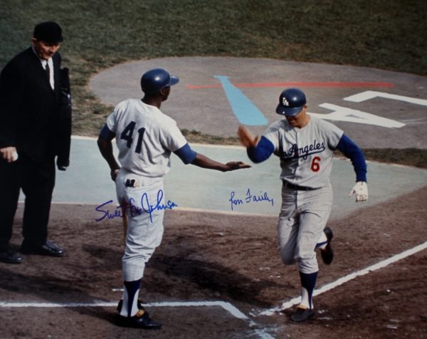 Autographed Sweet Lou Johnson & Ron Fairly Los Angeles Dodgers 16x20 Photo COA
