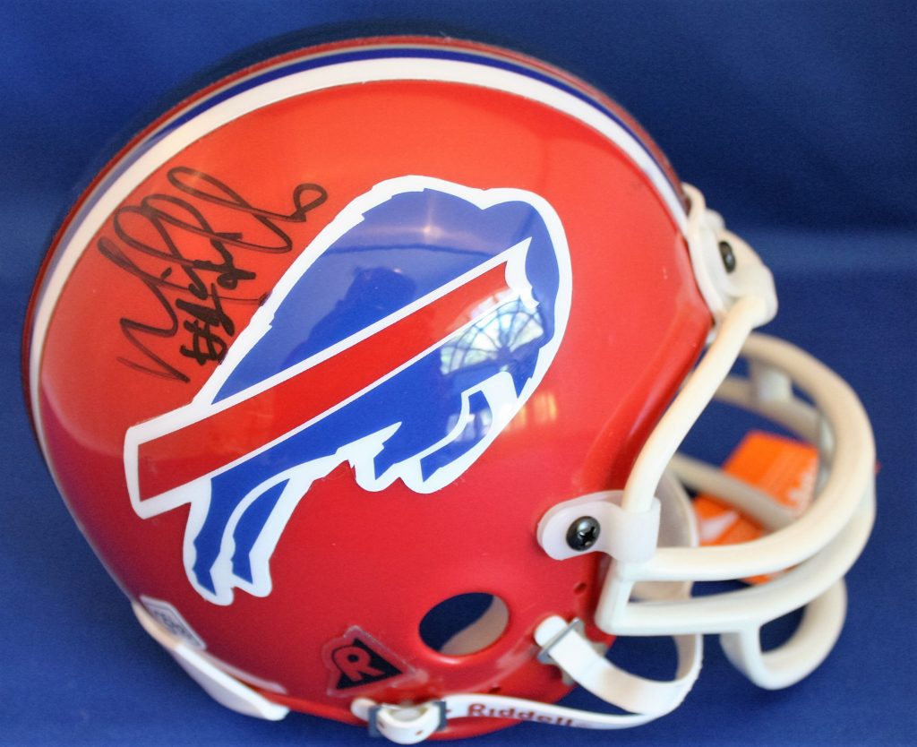 Autographed Mike Hollis Buffalo Bills Mini helmet w/ COA Main Line