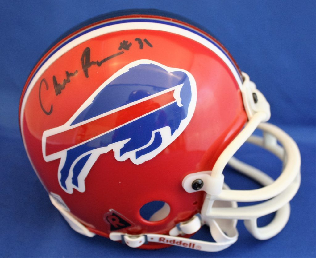Autographed Charlie Rogers Buffalo Bills Mini helmet w/ COA Main Line