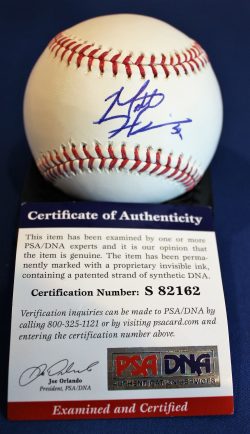 Autographed Matt Harrison Official Rawlings Major League Baseball with PSA COAl