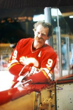 Autographed LANNY MCDONALD 11" x 14" Flames Photo