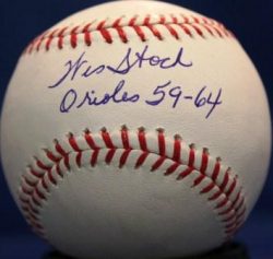 Autographed WES STOCK "Orioles 59-64" Official Major League Baseball