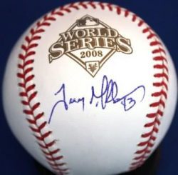 TREVOR MILLER Autographed 2008 World Series Official Major League Baseball