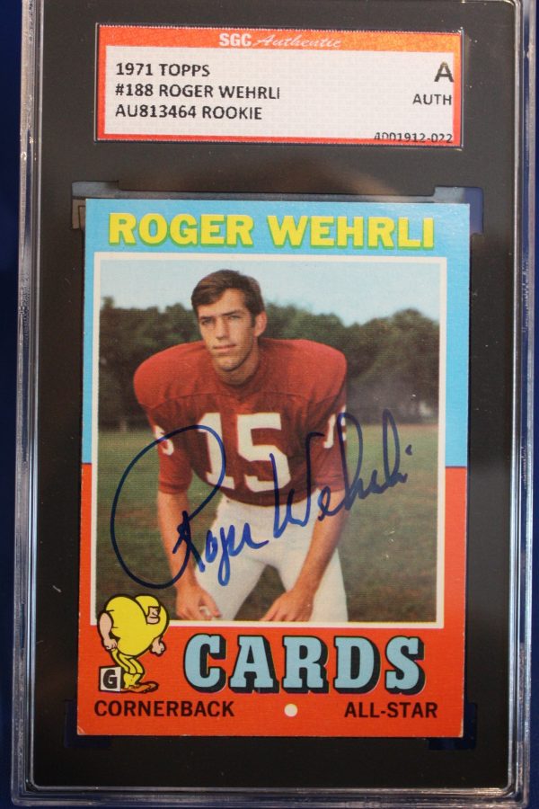 Autographed Roger Wherli 1971 Topps FB Card St. Louis Cardinals #188 SGC Slabbed