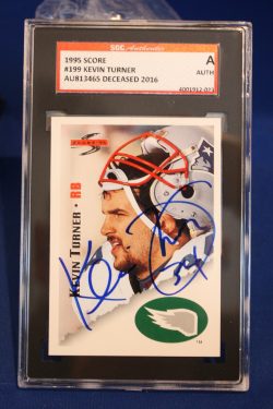Autographed Kevin Turner 1995 Score FB Card Philadelphia Eagles #199 SGC Slabbed
