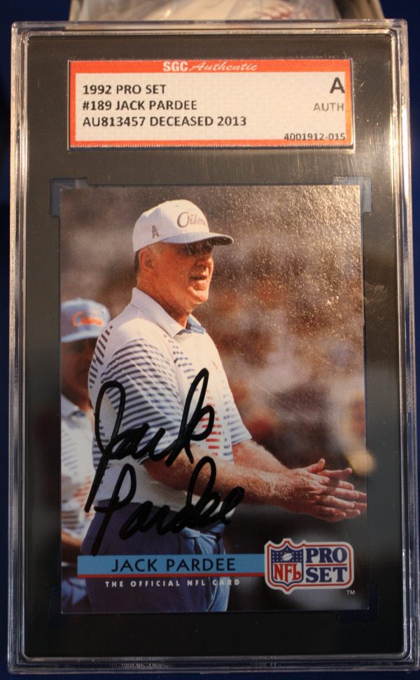 Autographed Jack Pardee 1992 Pro set Houston Oilers FB Card #189 SGC Slabbed