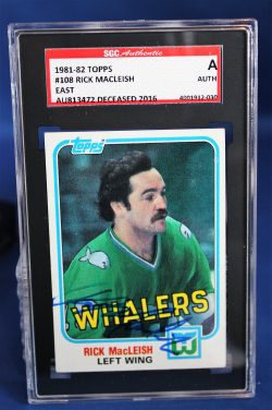 Autographed Rick Macleish 1981-82 Topps Hartford Whalers Card #108 SGC Slabbed