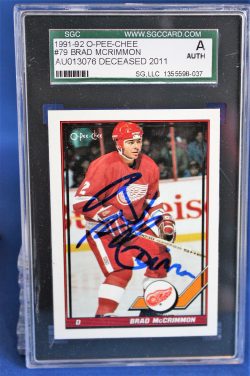 Autographed Brad McCrimmon 2011 O-Pee-Chee Detroit Red Wing card #79 SGC Slabbed
