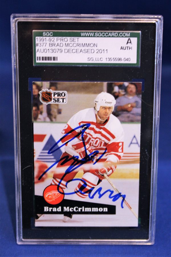 Autographed Brad McCrimmon 1991-92 Pro Set Detroit Red Wing cd #377 SGC Slabbed