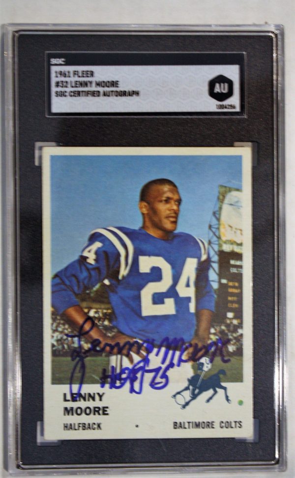 Autographed Lenny Moore 1961 Fleer  Card, #32 SGC Slabbed