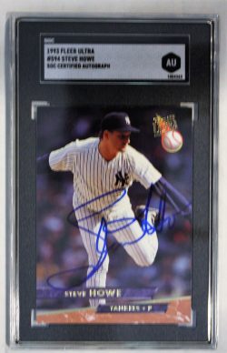 Autographed Steve Howe New York Yankees 1993 Fleer Ultra Card #594 SGC Slabbed