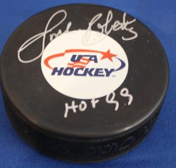 Autographed Gordie Roberts USA Hockey Puck