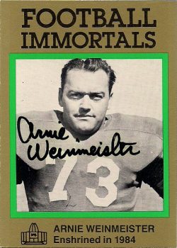 Autographed ARNIE WEINMEISTER New York Giants Football Immortals Card